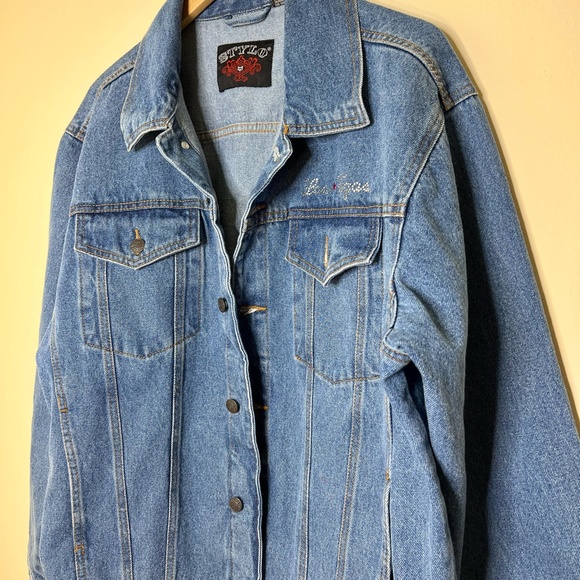 Rhinestone Las Vegas Stylo Trucker Style Jean Jacket - Picture 3 of 6